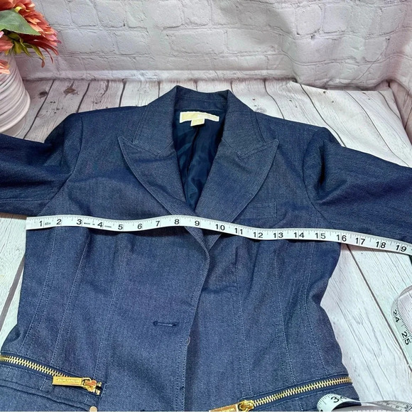 Michael Michael Kors cotton blend blazer size 0 gold toned details - Picture 7 of 11